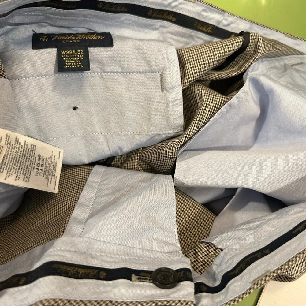 BROOKS BROTHERS Clark Fit Chino Pants Men's 38 X 32 Flat Front Trouser Patterned
